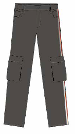 PANTALON GRIS CARGO ES 10 tipo jean, cargo con cinta reflextiva