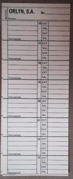 TARJETAS DE MARCACION SEGUNDA QUINCENA